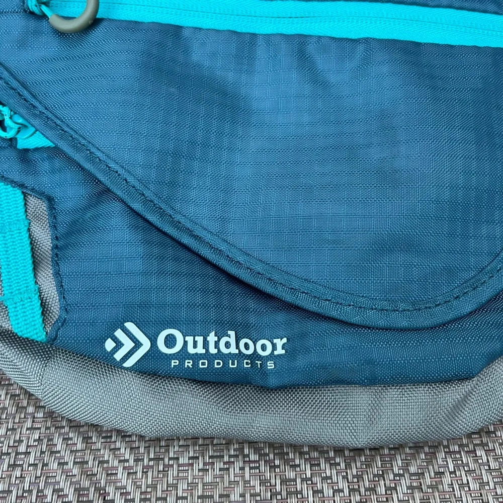 Outdoor Products Teal Grey Ripstop Crossbody Sling Bag Hiking Travel Messenger